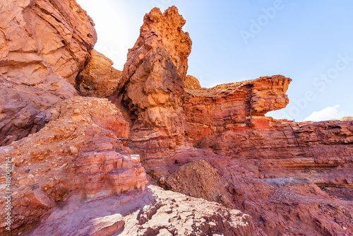 View of red desert rocks in Timna natural park in Negev  Eilat  Israel 