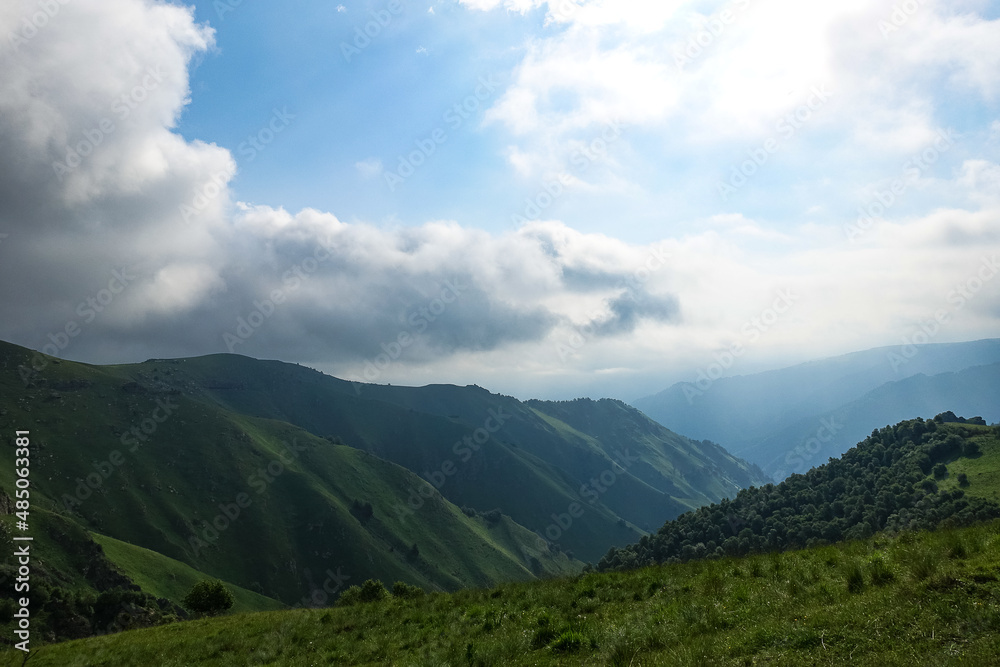 The high-mountain road to the tract of Jily-Su. Caucasus. Kabardino-Balkaria. Russia.