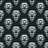 Dracula seamless pattern with scary face