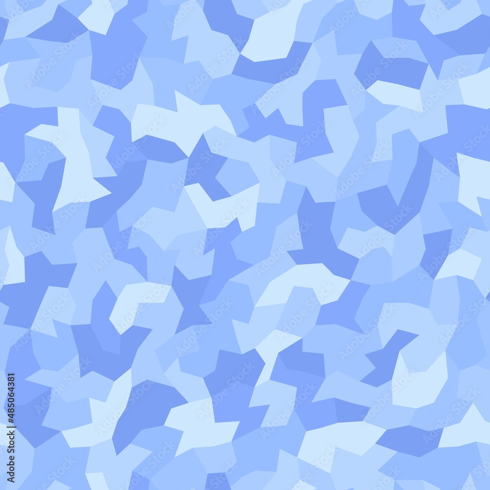 Blue camouflage. Girl pattern. Abstract seamless pattern with colored polygons