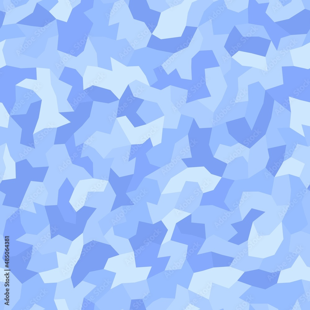 Blue camouflage. Girl pattern. Abstract seamless pattern with colored polygons Blue camouflage. Girl pattern. Abstract seamless pattern with colored polygons