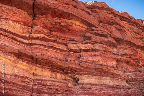 red rocks layers in the desert. View of red desert rocks in Timna natural park in Negev, Eilat, Israel 