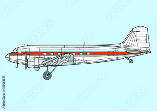 Zweimotoriges Passagierflugzeug DC-3