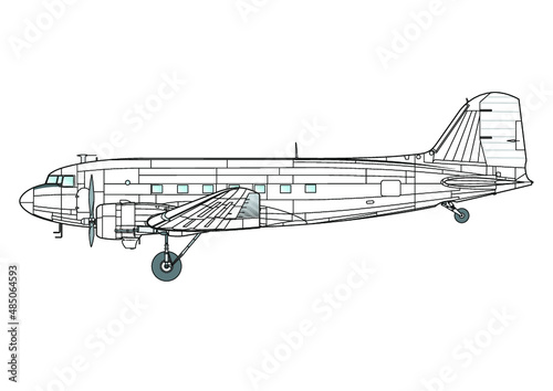 Zweimotoriges Passagierflugzeug DC-3