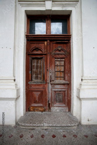 Old weathered wooden main door photo