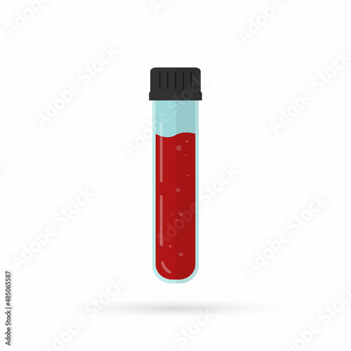 Medical test tube icon. Test tube full of blood. Isolated flat vector illustration.
