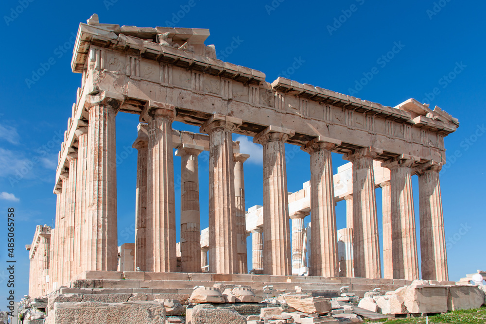 Ancient temple of the Acropolis Parthenon in Athens, antique architecture, cityscape