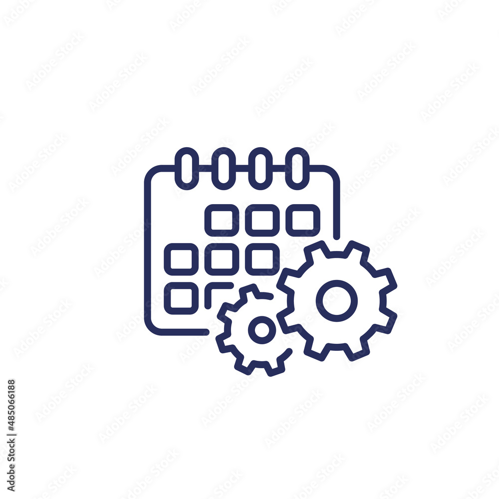 maintenance schedule line icon with a calendar maintenance schedule line icon with a calendar