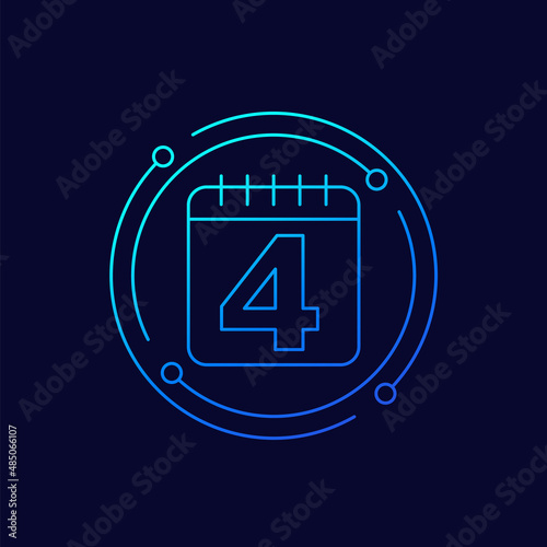 four-day week line icon, 4-day workweek vector