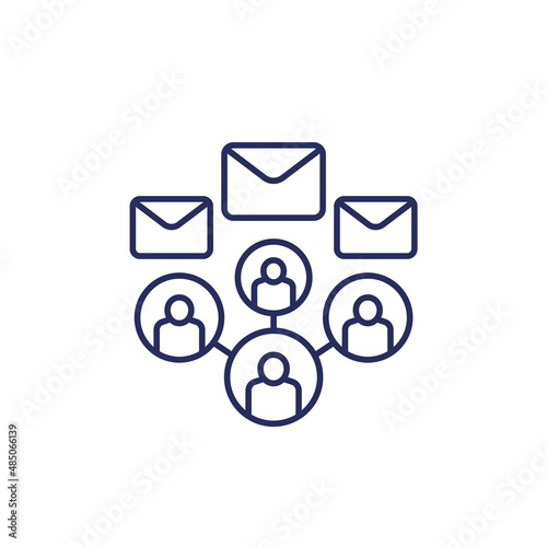 emails and people line icon