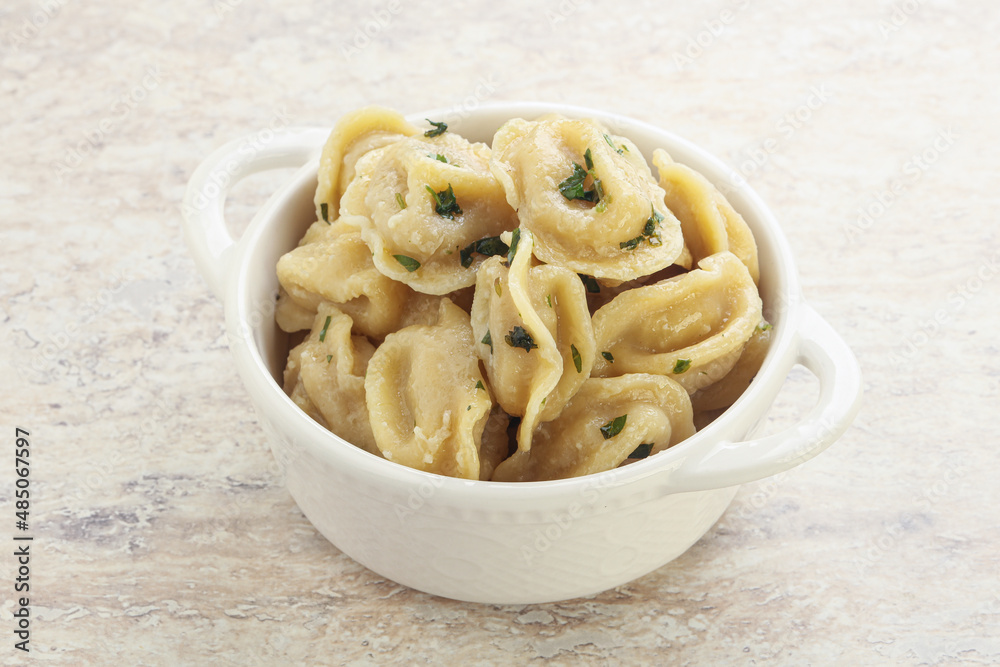 Russian boiled dumplings with meat Russian boiled dumplings with meat
