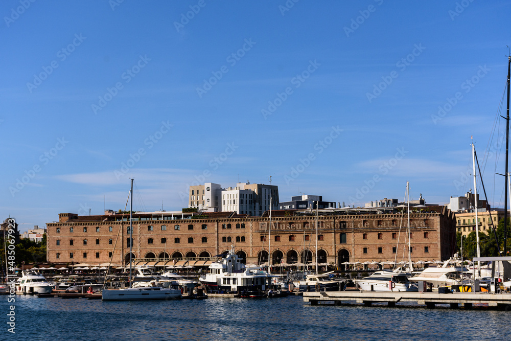 Port Vell during summer season in Barcelona, Catalonia, Spain