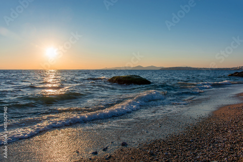 Greece Aegean sea  Athens promenade  beautiful sunset