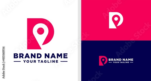 LETTER P LOGO PIN NEGATIVE SPACE MODERN EDITABLE