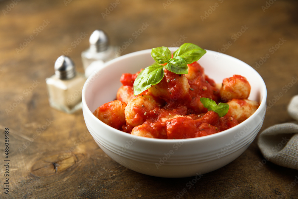Homemade gnocchi with tomato sauce