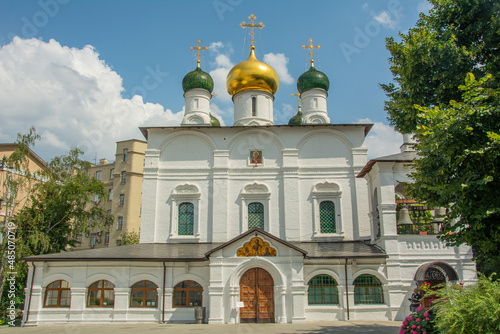 The old katholikon (catholicon) building (built in 1677) on the territory of the Sretensky Male Monastery in Moscow, Russia photo