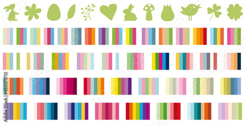 ostern farben, symbole, icons, set, farbenfroh und pastellfarben für frühling