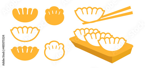 Dumplings, food vector icons set