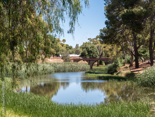 An old bridge over a creek running through the park, in South Australia