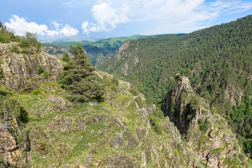 The high-mountain road to the tract of Jily-Su. Caucasus. Kabardino-Balkaria. Russia.