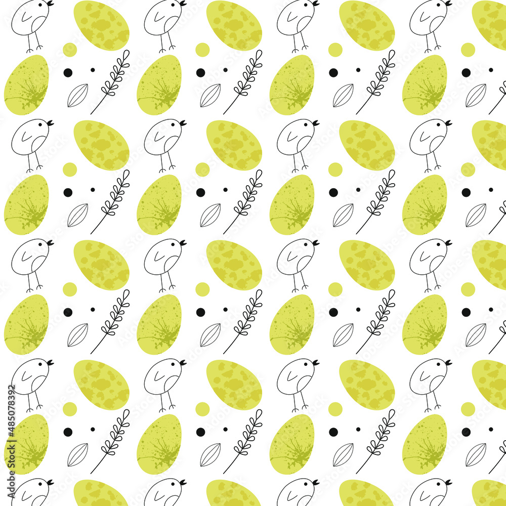 Happy Easter card seamless pattern with decorated Easter eggs, flowers, wheat,dots. Vector illustration flat design for invitations, prints, wrapping paper Happy Easter card seamless pattern with decorated Easter eggs, flowers, wheat,dots. Vector illustration flat design for invitations, prints, wrapping paper