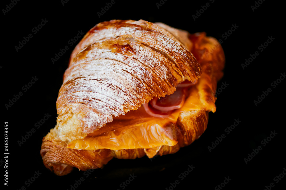 close up of a croissant