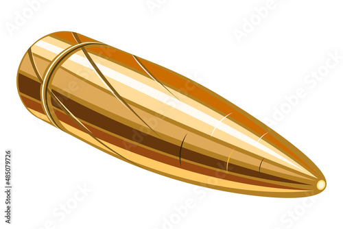 Gold bullet flying shot cartoon realistic isolated white background