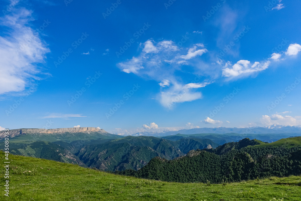 The high-mountain road to the tract of Jily-Su. Caucasus. Kabardino-Balkaria. Russia.