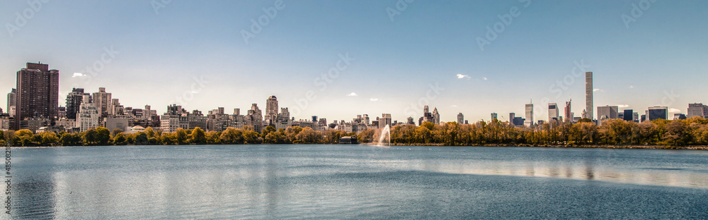 Postcard from New York - Amazing view of New York City skyline from Central park lake
