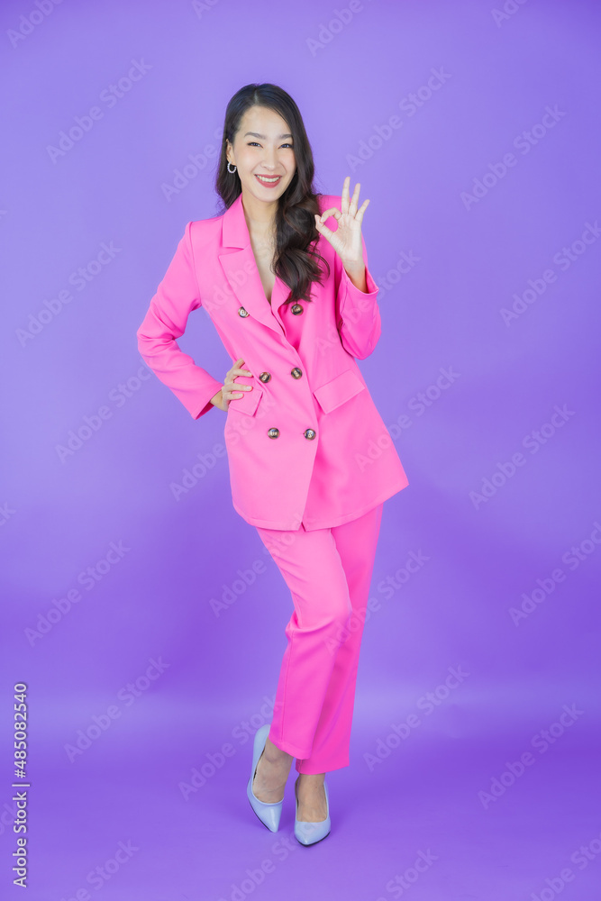 Portrait beautiful young asian woman smile with action Portrait beautiful young asian woman smile with action