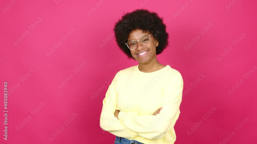 Young African American woman with glasses and happy Young African American woman with glasses and happy