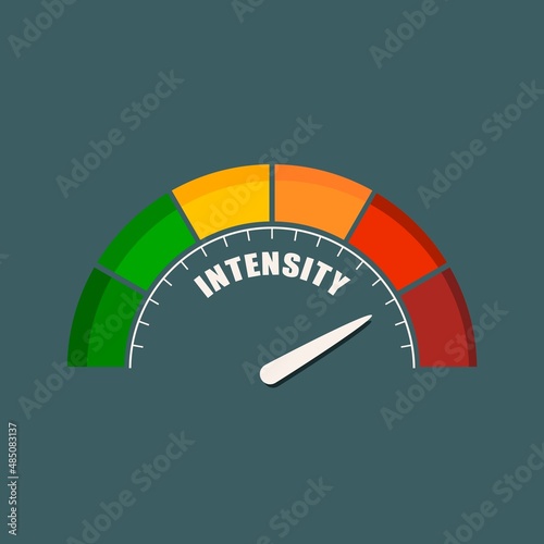 Intensity measuring device with arrow and scale.