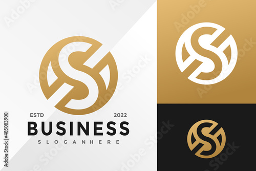 Golden S Monogram Logo Design Vector illustration template