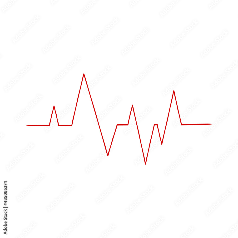 Red heart beat isolated on white background. Heart rate icon, symbol, logo. St. Valentine's day concept. Cardiogram or related cardiology concept.