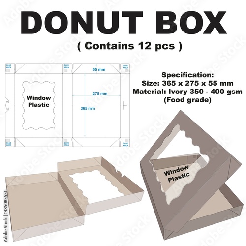 very beautiful and charming donut box.  The box can contain 12 donuts.  a six-cornered shape that can stand firmly when formed.