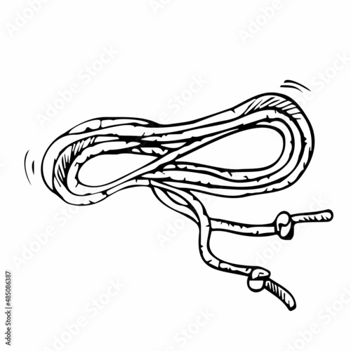 Vector doodle jumping rope icon. rhythmic gymnastic skipping rope