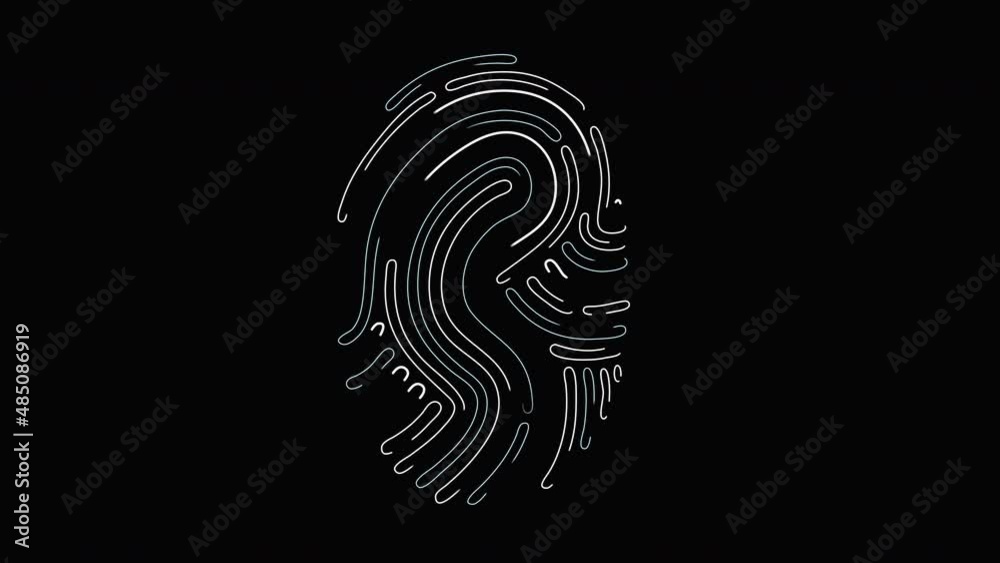 Touch ID fingerprint animation is a futuristic digital processing of the biometric scanner concept and application security scanning. Alpha channel. No background. Isolated.