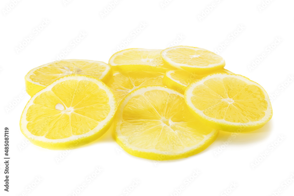 sliced lemon on white isolated background, fruit