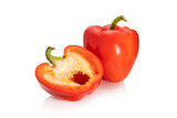 red pepper on a white background, cut