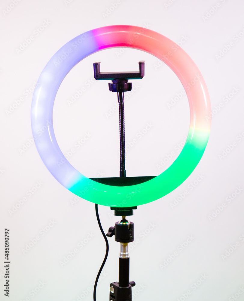 Play of colours in the ring lamp. The magic of light.