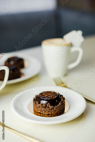 author's chocolate craft dessert. mini brownie cake.