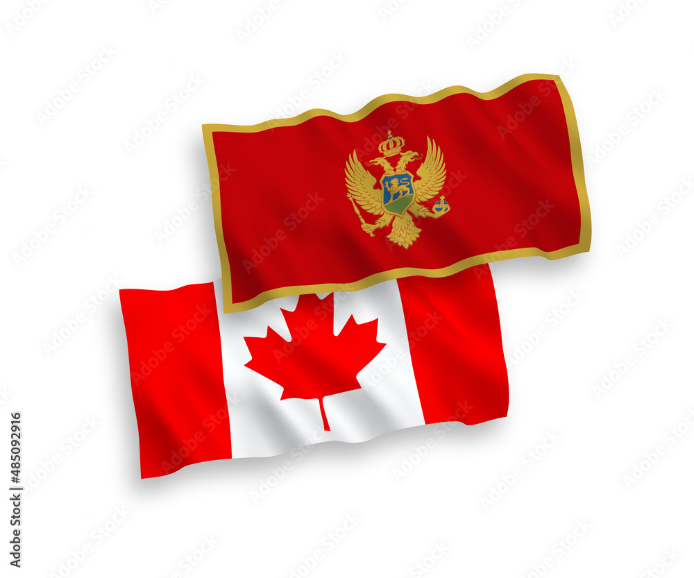 Flags of Canada and Montenegro on a white background Flags of Canada and Montenegro on a white background