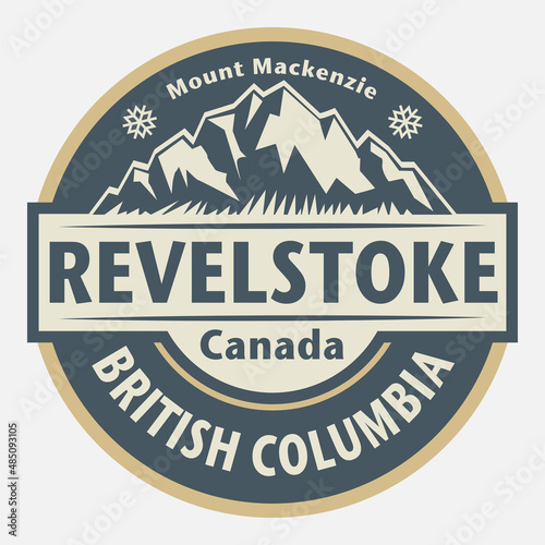 Emblem with the name of Revelstoke, British Columbia, Canada