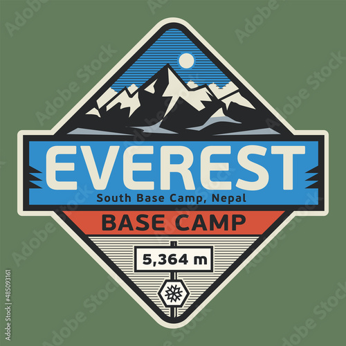 Emblem with the name of Mount Everest, Base Camp
