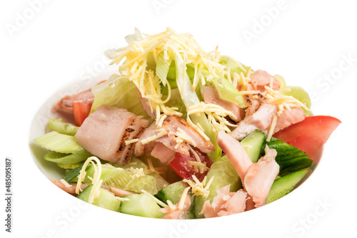 Cold Seafood Salad with tuna isolated on white
