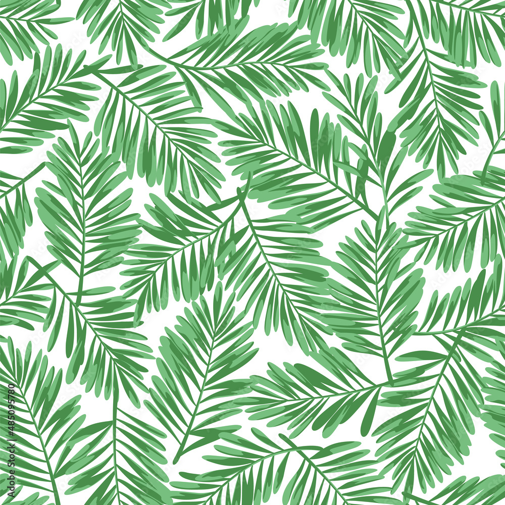 Seamless pattern of beautiful tropical plants,