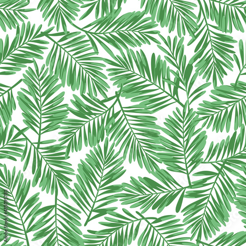 Seamless pattern of beautiful tropical plants,