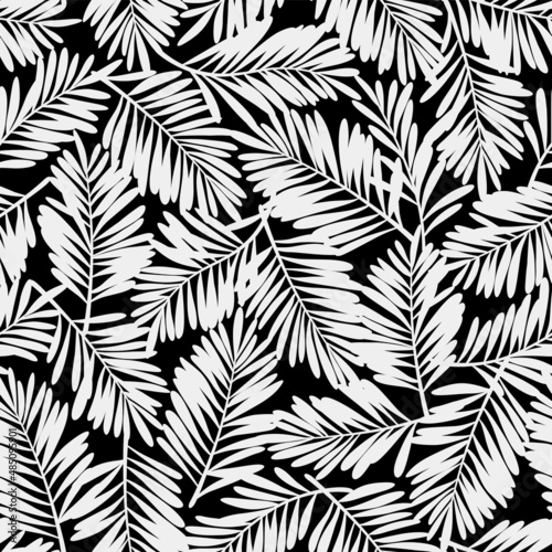 Seamless pattern of beautiful tropical plants,