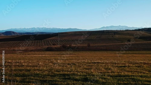 View of Elbrus and greater cuacasus mountain range. Horizont between sky and ground