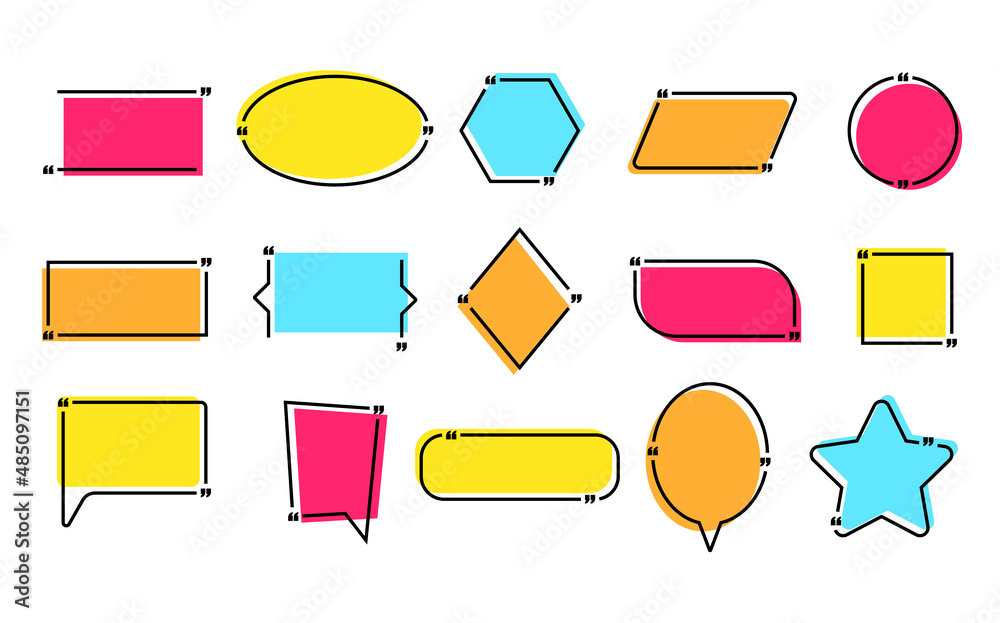 Quote box frames set in different shapes with quote marks. Free space for text. Vector EPS 10 Quote box frames set in different shapes with quote marks. Free space for text. Vector EPS 10